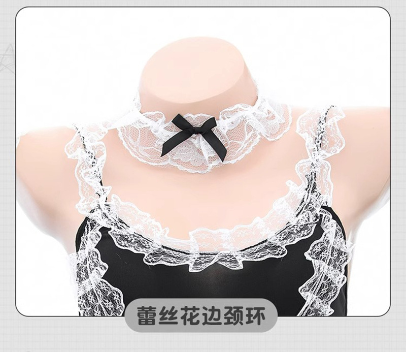Maid Role-Play Costume Set with Headpiece, Choker, Garters and Thong — detail image 16