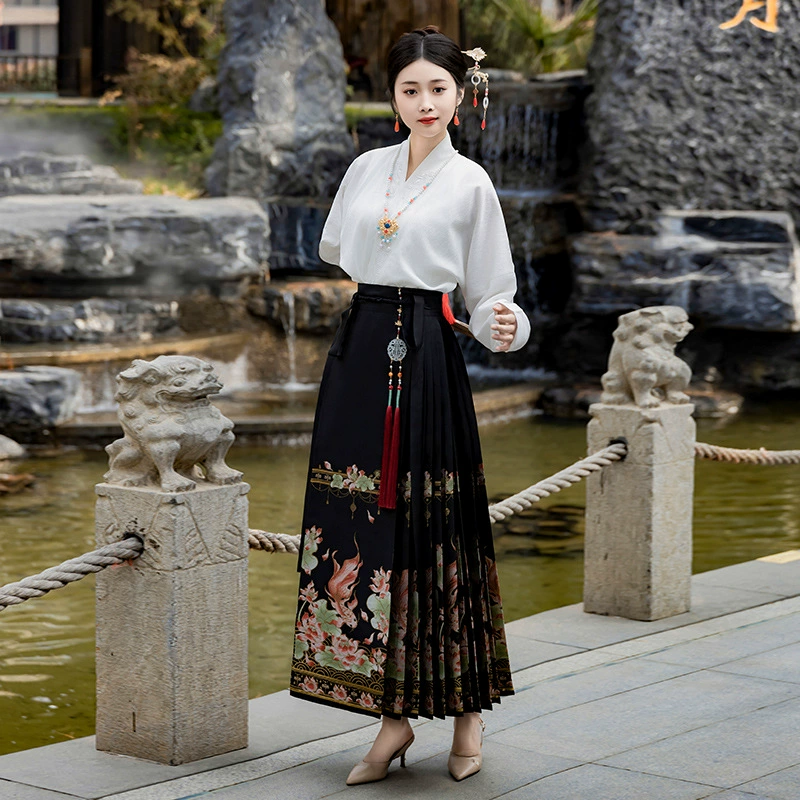 2025 весенне-летняя юбка с конским лицом многоцветный набор новый китайский стиль ткацкий золотой макияж цветочный юбка с конским лицом национальный стиль помолвка костюм Hanfu