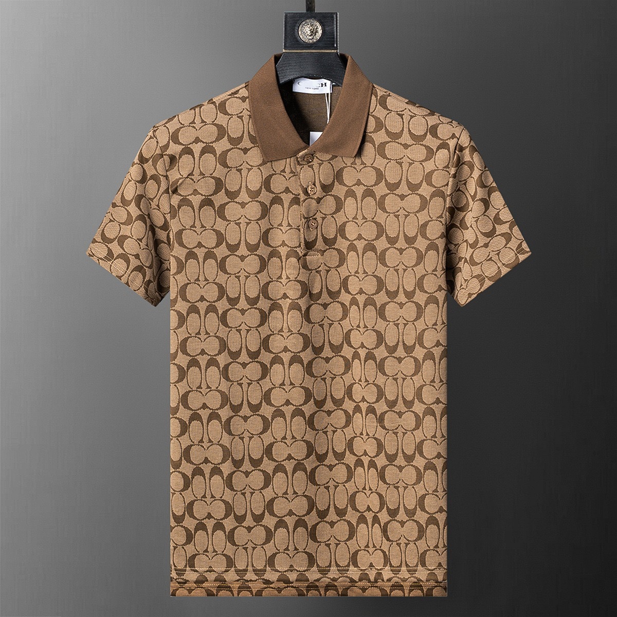 SS25 nueva estación europea de verano de alta calidad de hombre con solapa de algodón perla camisa polo de manga corta