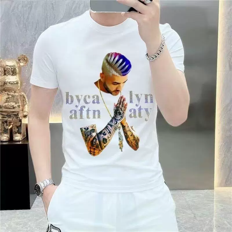 Модный американский повседневный футболка с коротким рукавом с круглым вырезом мужской 2024 лет