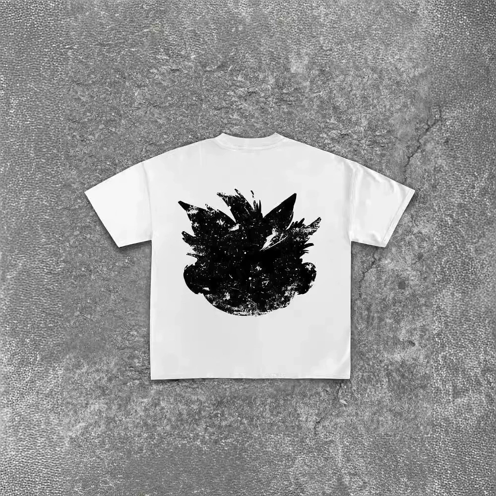 Трансграничная фабрика прямых продаж 2024 новая уличная одежда футболка мужская футболка с принтом хип-хоп готика с короткими рукавами