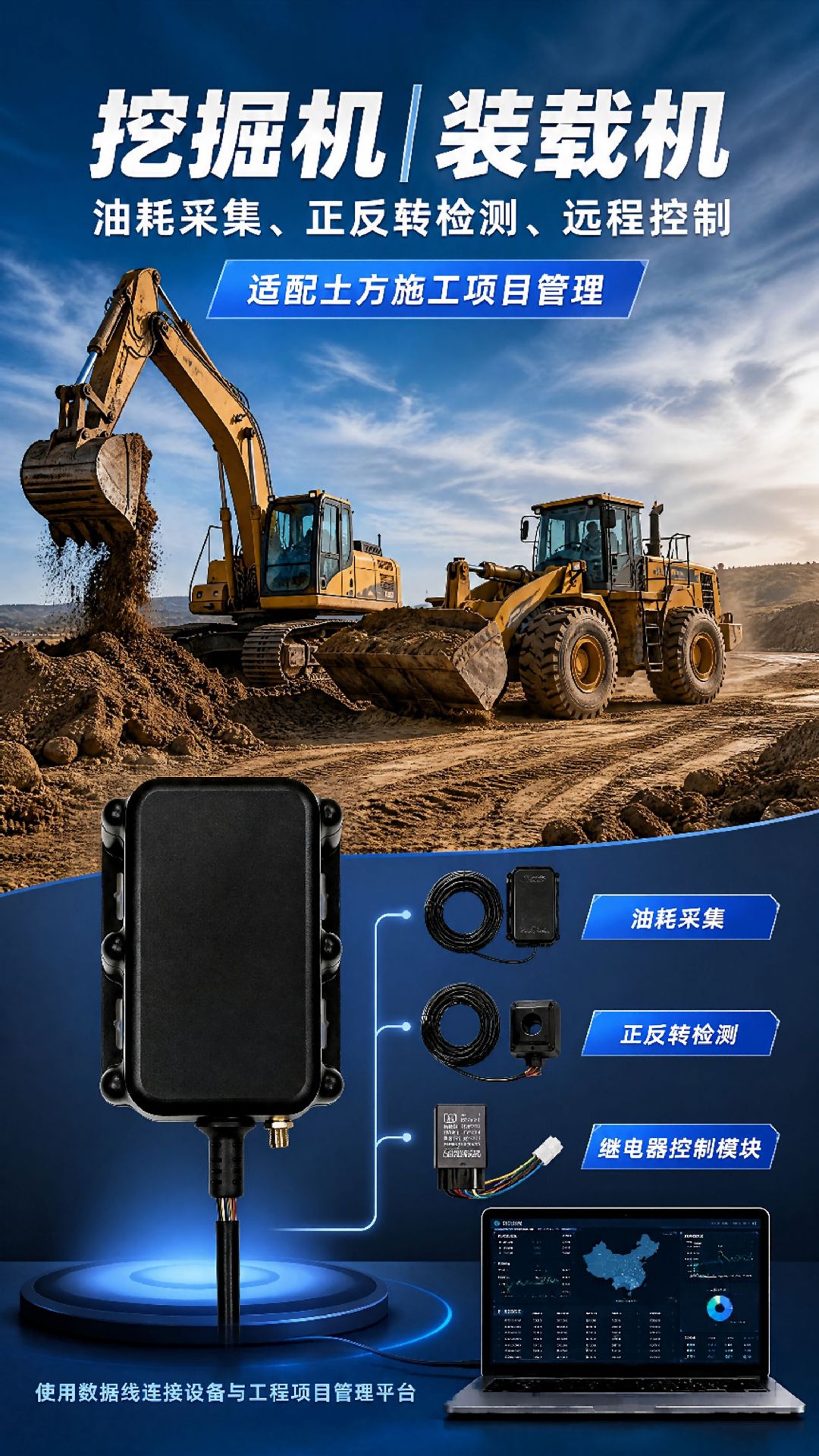Beidou Vehicle Networking Engineering Machinery Engine Data Collection Terminal RTK High-Precision Vehicle-Mounted Beidou Locator