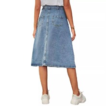 K 51803 Washed Denim Button Skirt ˮϴţ�а���ȹ ŷ�������