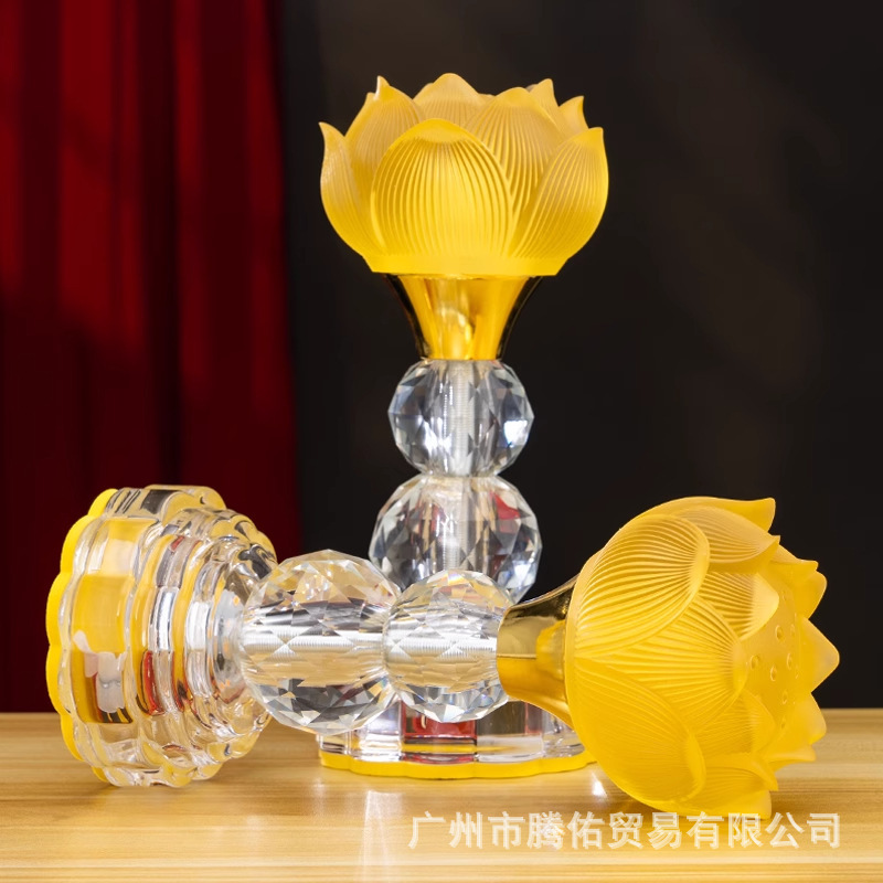 2025 新しい蓮の花ランプ仏ランププラグイン LED ランプ常夜灯家庭用仏殿観音仏フロントランプペア|undefined
