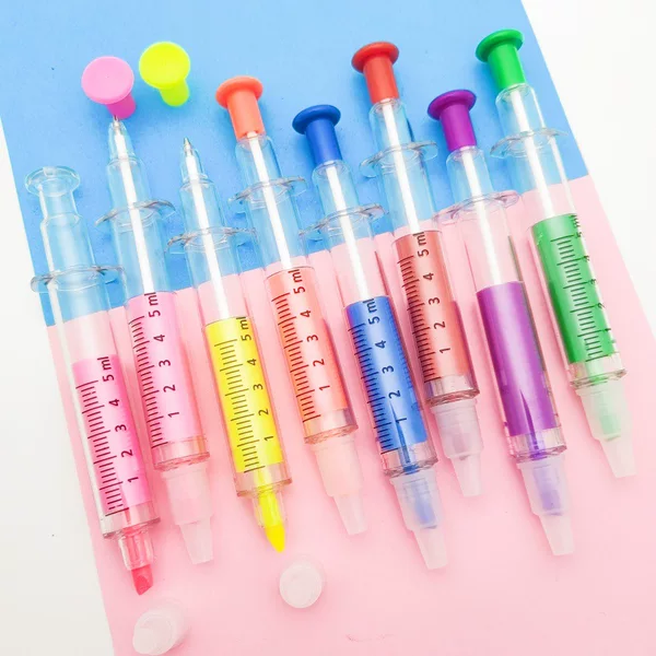 Creative Syringe Syringe Shape Highlighter Ballpoint Pen Two-In-One Hospital Pharmaceutical Advertising Promotional Gift Pen