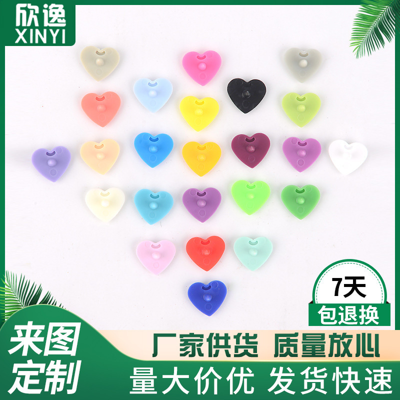 T5 Hualian Heart-Shaped Resin Snap Fasteners, Plastic Peach Heart Snap Buttons, Kam Snap Fasteners, Baby Snap Fasteners, Accessories Wholesale
