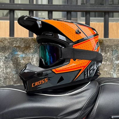 Motosiklet kaskı (dəbilqə) | Women, Rally Full-Face Helmet, Mountain - orange-dot-666-color-mirror-s