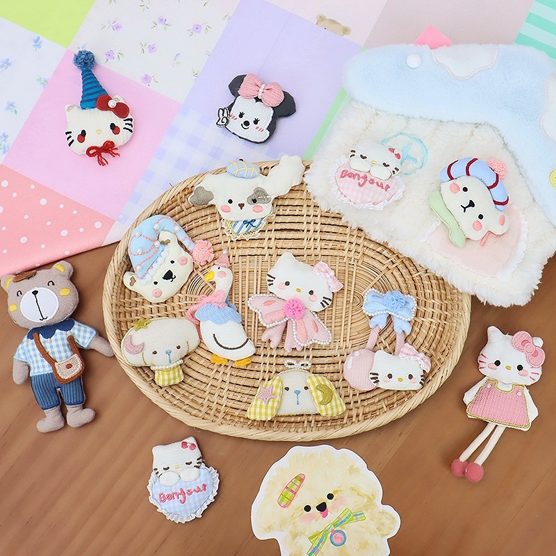 新しい韓国生地かわいいクマブローチヘアピンアクセサリー漫画子犬ピンク KT 人形バッグアクセサリー|undefined