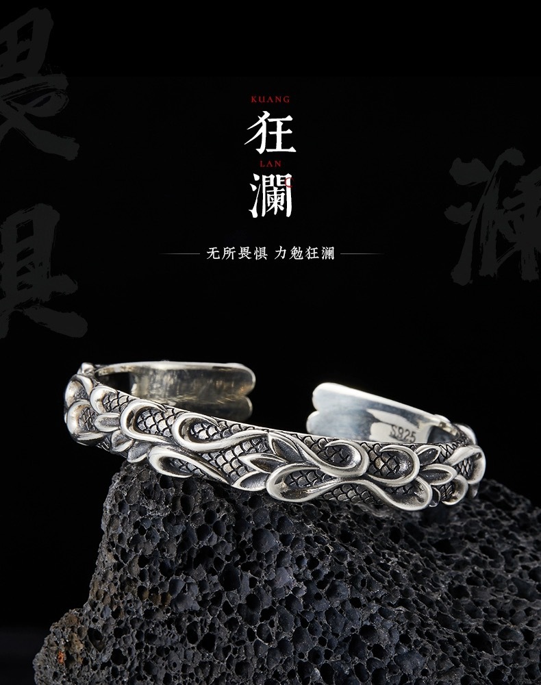 2023 Cruz-frontera de los hombres tejidos giro pulsera personalizada colección nueva europea y americana retro pulsera abierta al por mayor