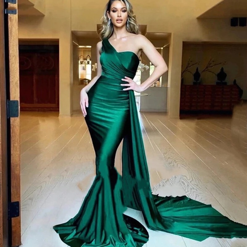 Amazon Sexy Cross Border Evening Dress 2022 Shoulder Silk Ball Dress Sleeveless Party Dress Trailing Amazon Sexy Cross Border Evening Dress 2022 Shoulder Silk Ball Dress Sleeveless Party Dress Trailing