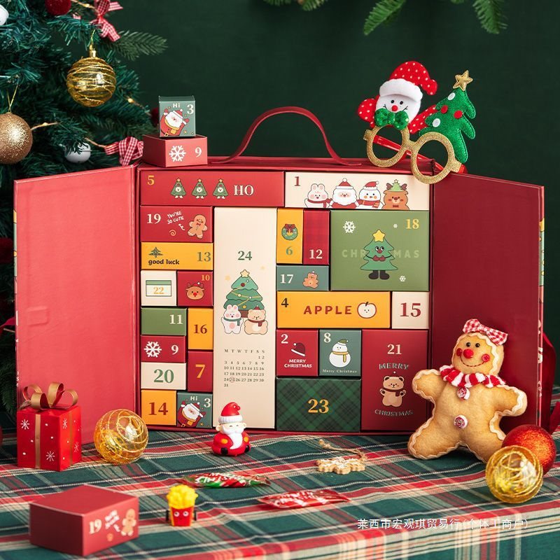 クリスマスカウントダウンカレンダーギフトボックスプレゼントブラインドボックスクリエイティブスタンプ穴サプライズ小さなギフトボックス祭りツリー卸売可能|undefined
