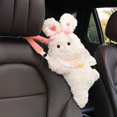 car seat or backrest – Car tissue box/set - cute-bunny-knitted-bib-detachable