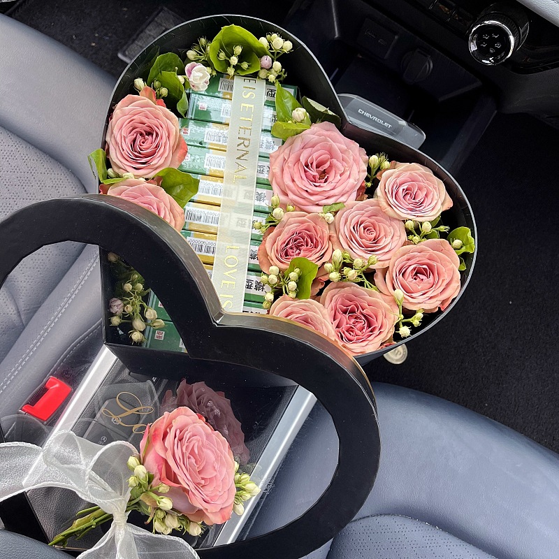 Despertar caja de rosas, caja de regalo de día de San Valentín, caja de regalo de invierno de alta calidad, caja de regalo de cuatro piezas, caja de flores de Navidad de dinero