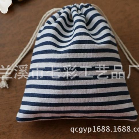 厂家按要求做条纹小棉布收纳袋 环保棉布束口礼品首饰袋 抽绳棉布