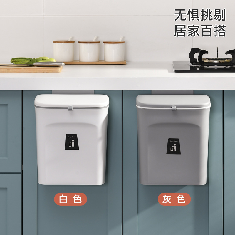 Cocina doméstica Cubo de basura montado en la pared Gabinete colgante caja de almacenamiento portátil con cubo interior basura húmeda caja de clasificación de Cubo Doble