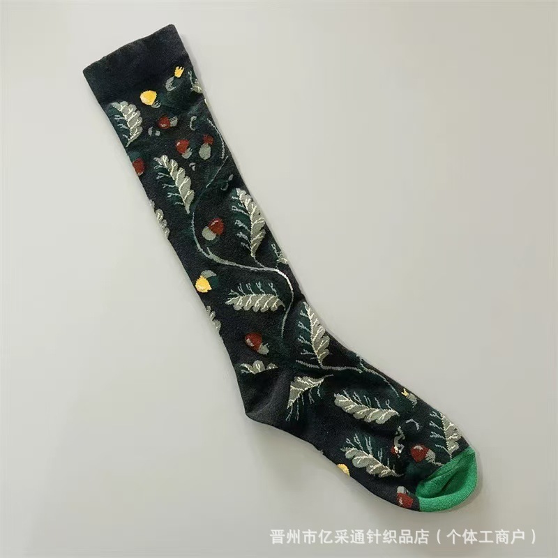 2025新款法国BM袜子女彩色油画文艺风长筒袜复古潮流小腿袜显瘦|undefined