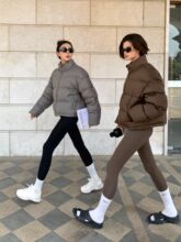 新款美拉德羽绒服女短款小个子面包服立领加厚白鸭绒冬外套