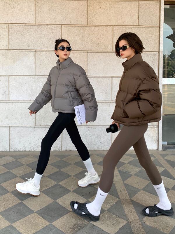 New Maillard down Jacket for Women, Short Style, Petite, Stand Collar, Thickened White Duck down Winter Coat