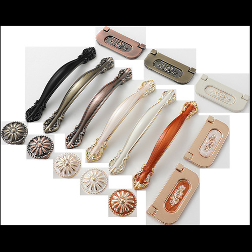 Modern simple cabinet door handle European style wardrobe door ivory handle black drawer single hole furniture small handle
