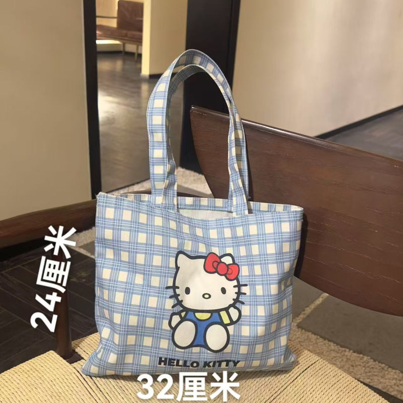 新款蓝色kitty手提袋上班族通勤大容量收纳袋学生补课轻便收纳包|undefined