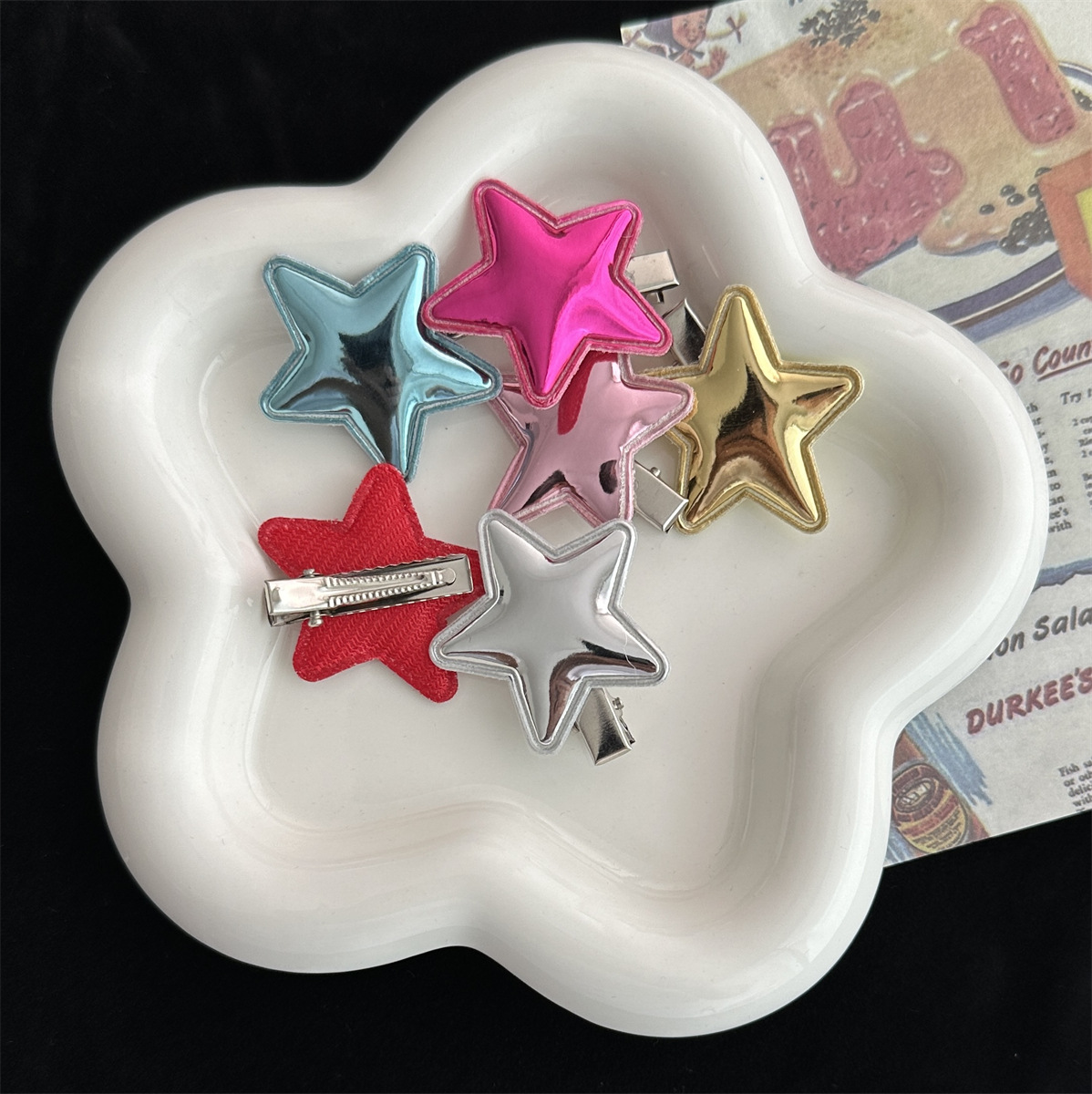 Women's Simple Style Pentagram Pu Leather Hair Clip display picture 2