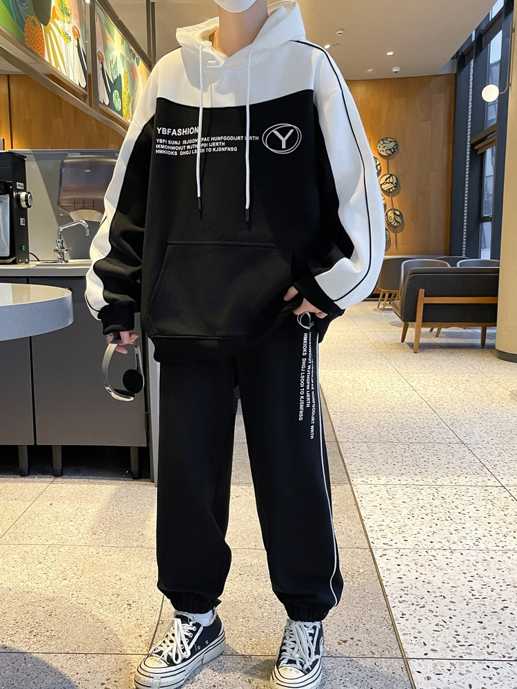 Juego de primavera y otoño para hombres, chaqueta de moda juvenil, pantalones de abrigo, deportivo relajado, casual, atractivo, conjunto de dos piezas.