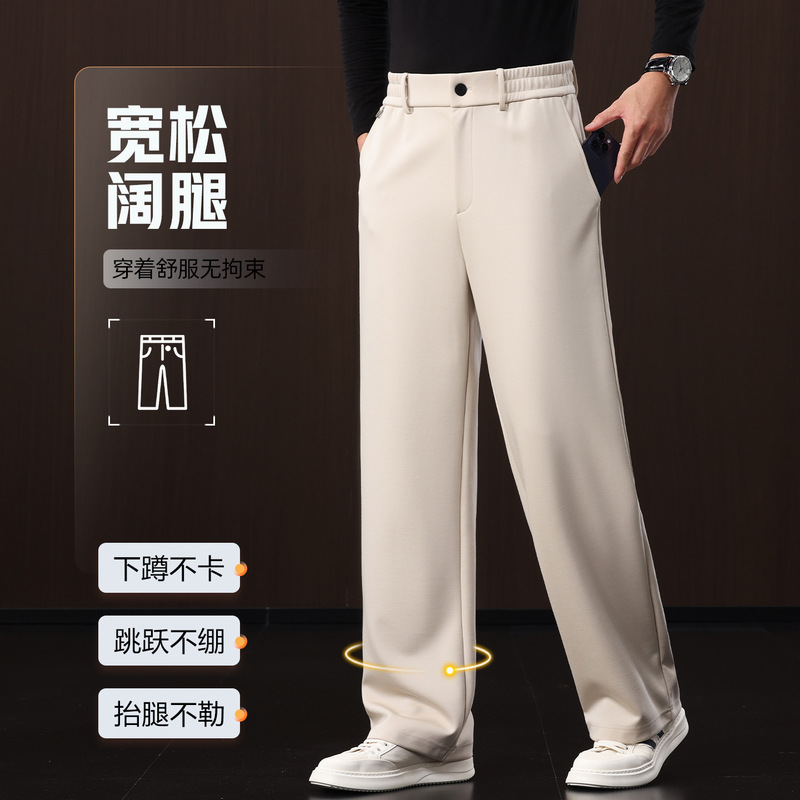 2025 Autumn New Mulberry Silk Wide-Leg High-End Straight-Leg Men's Loose Casual Pants
