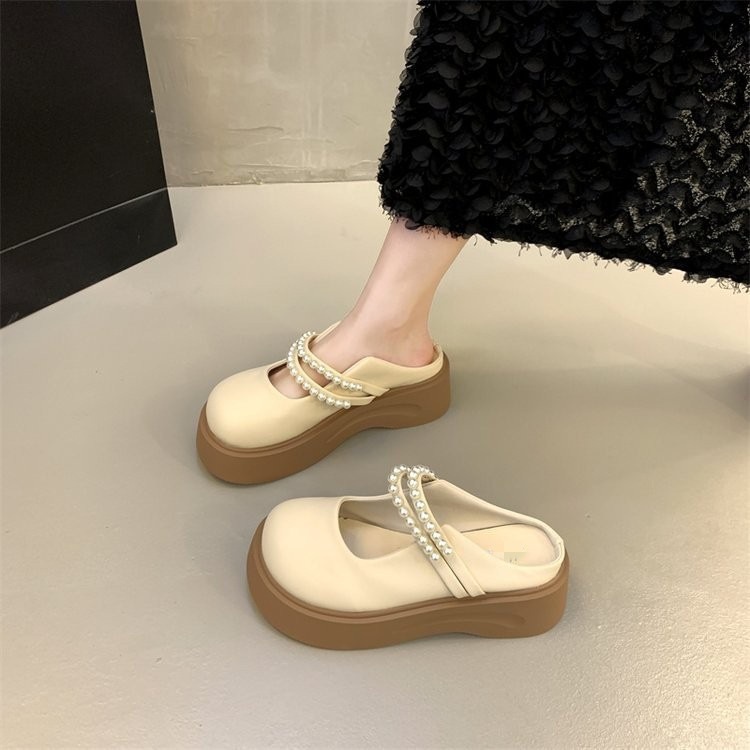 Super calentador de fondo grueso un pedaleo Marizhen cabeza media zapatillas de verano para mujeres 2026 nuevo estilo coreano de verano zapatillas frías