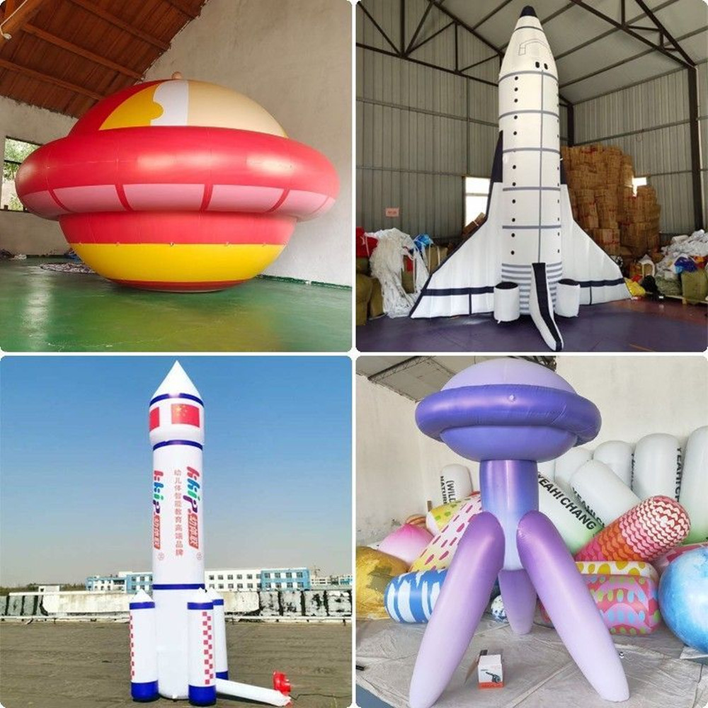 充气月球宇航员登月星球主题卡通气模航天火箭灯光展网红打卡展示