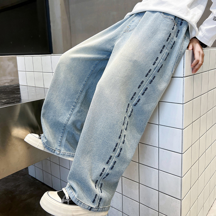 QX7210 Hellblaue Denim-Prinzessinnenhose Neue europäische und amerikanische Jeans für Kinder_voghion.com