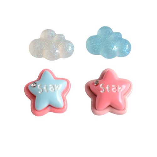 Cute cloud and star resin jewelry accessories hair clip cream glue phone case DIY material PJ1038