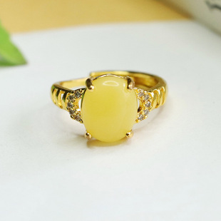 Aiyu Natural Amber Ring Beeswax Ring National Style Jewelry Factory Wholesale AY3120406