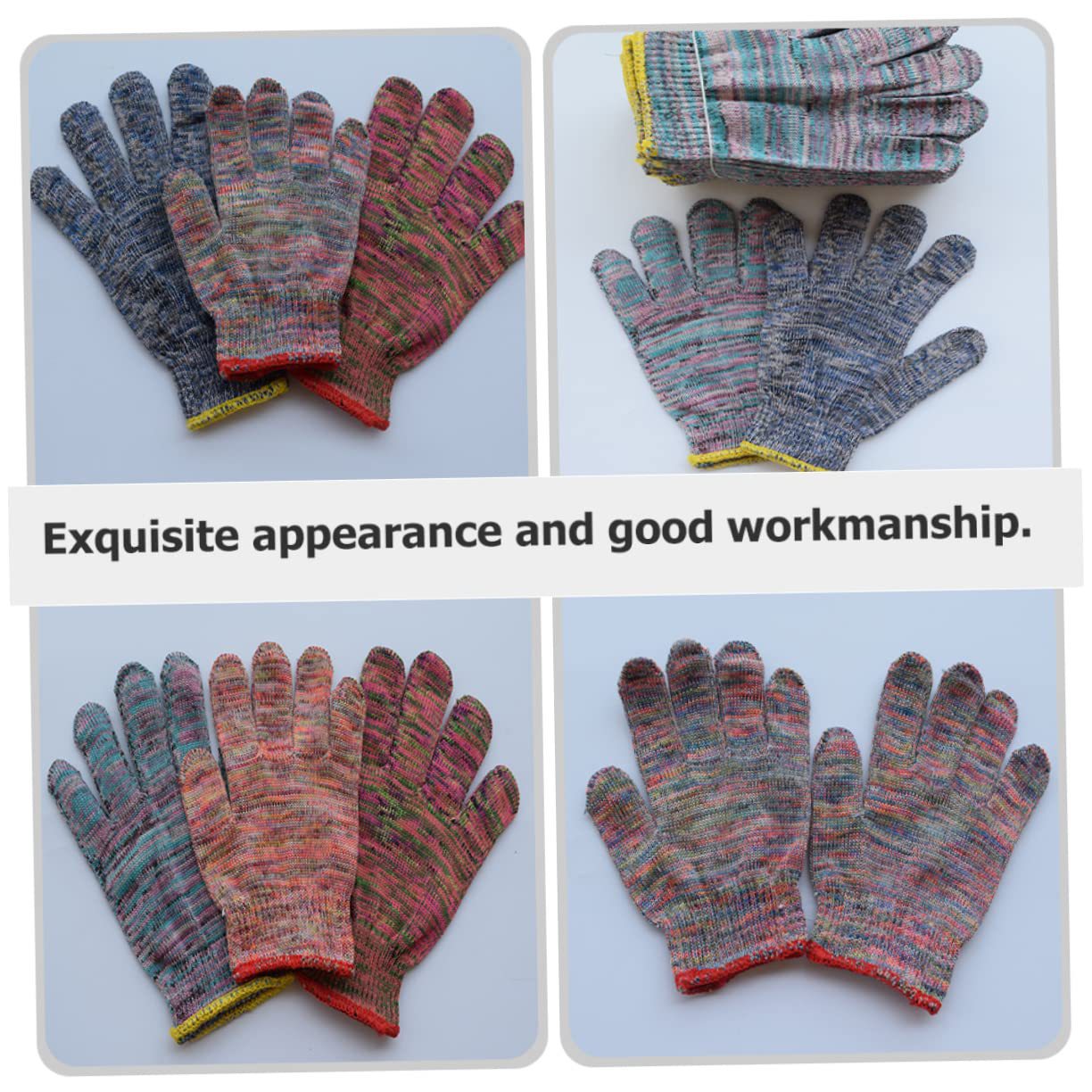 手套劳保棉纱线工作手套白尼龙黑手套耐磨加厚防滑劳动手套男工地