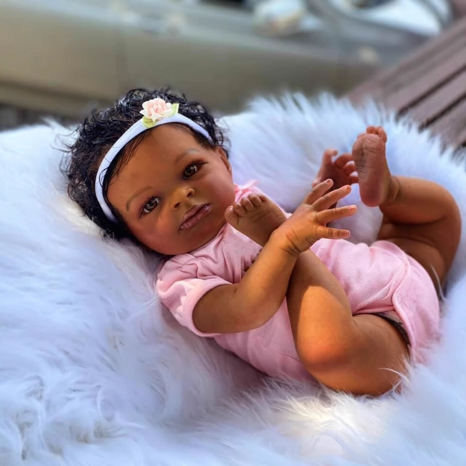 50cm simulación muñeca negro piel rosa mameluco muñeca Lanny transfronteriza Venta caliente suministro de una sola pieza de entrega