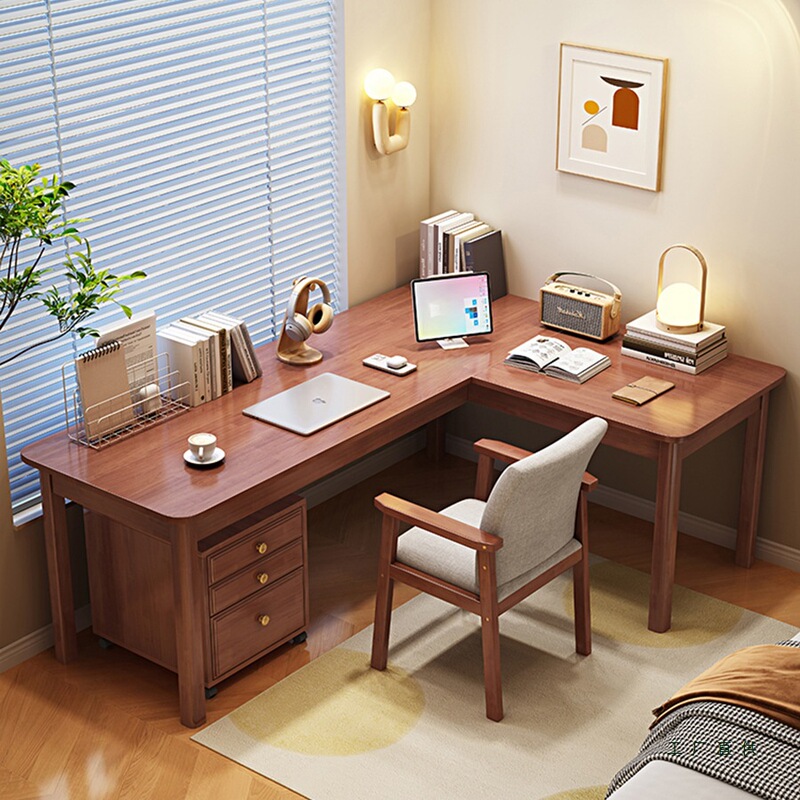Solid Wood Corner Desk Bedroom L-Shaped Computer Desk Corner Desk Home Study Corner Student Writing Desk