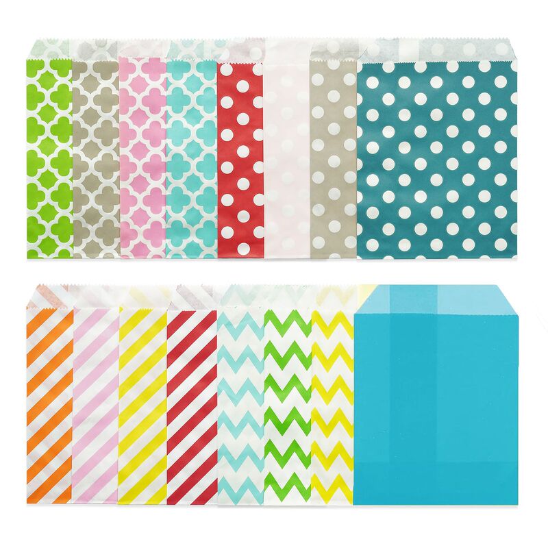In Stock, 100 Pieces Per Pack, 13X18 Candy Paper Bags, Polka Dot, Solid Color, Wave, Diagonal Stripe, Four-Leaf Clover, Ins Style Envelope Bags