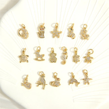 ͭ��18K��ɫ����С��׹ С������΢���ʯ�������궯��diy�Ҽ�