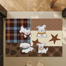 美拉德小狗入户门地垫家用门垫防滑丝圈耐脏脚垫门口蹭土地毯垫子