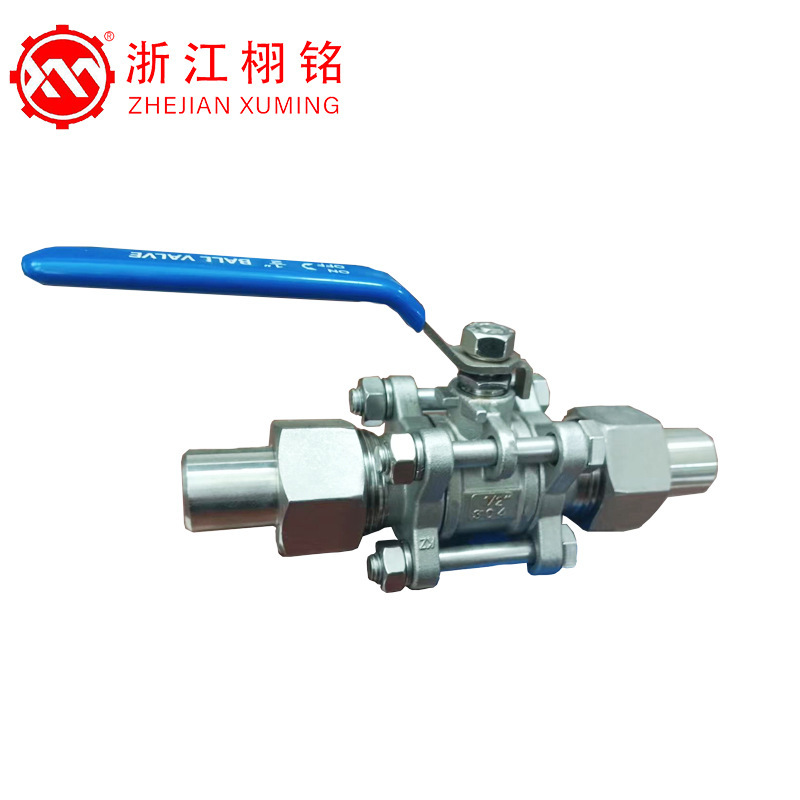 304 ステンレス鋼 3 ピースボールバルブ溶接パイプユニオンボールバルブ Q21F-16P PTFE ボールバルブ|undefined