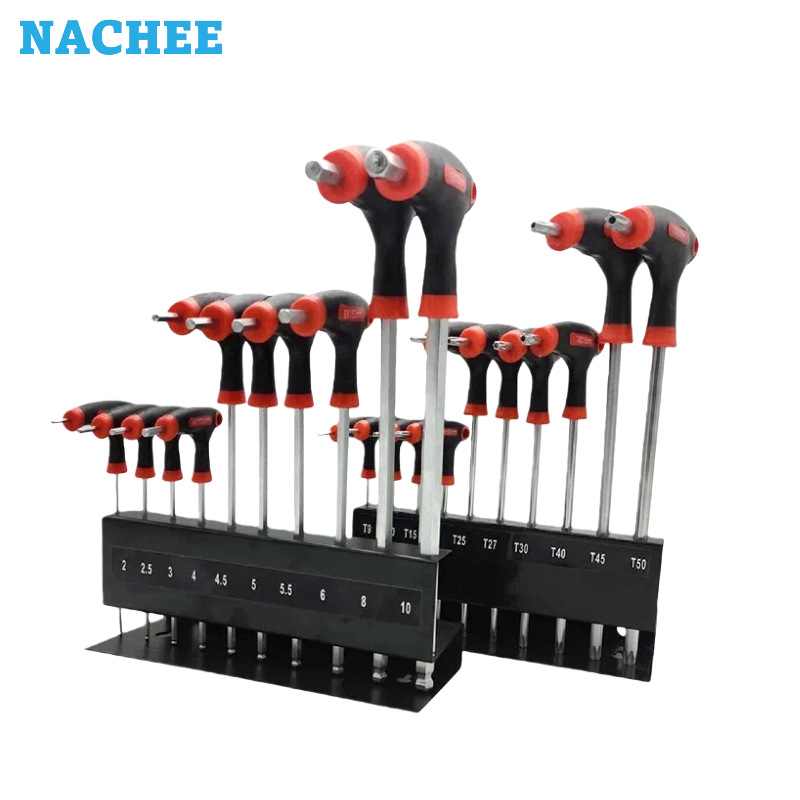 加长塑柄T型 TPR 手柄 内六角扳手套装 平头球头梅花螺丝刀 批发