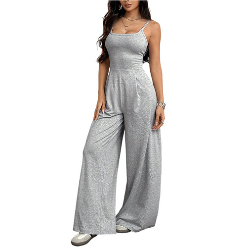 Exclusive for Bestsellers: 2026 New Arrival European and American Style Summer Solid-Color Women's Loose Jumpsuit with Straps
