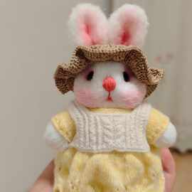 手工棒针编织兔子玩偶成品可爱公仔毛绒玩偶衣帽套装摆件礼品