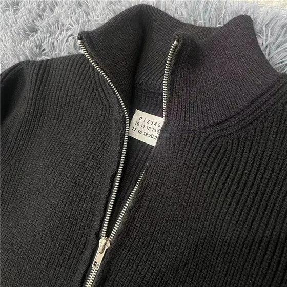 MARGIELA style turtleneck zipper Magila warm cardigan sweater coat men's and women's anti-Pilling sweater