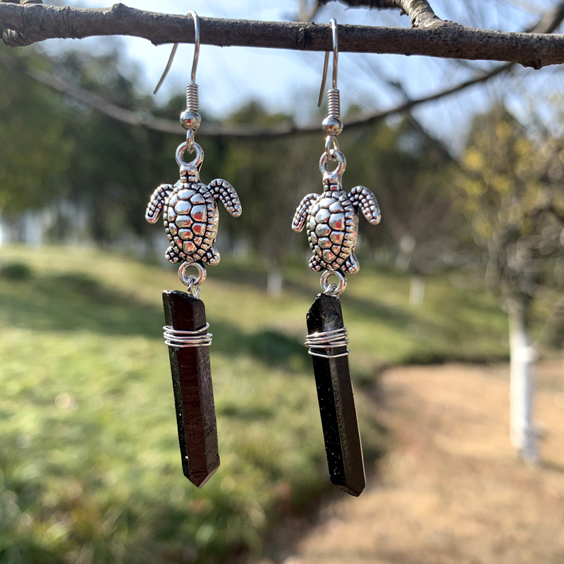 Retro Tortoise Crystal Aluminium Alloy Patchwork Drop Earrings 1 Pair