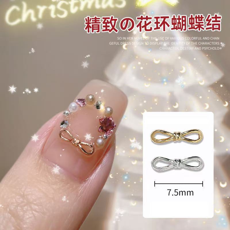 Alloy Bow Christmas Nail Art Jewelry Internet Celebrant Flash Metal Alloy Flower Ring Small Bow Tie Manicure Diamond Accessories Alloy Bow Christmas Nail Art Jewelry Internet Celebrant Flash Metal Alloy Flower Ring Small Bow Tie Manicure Diamond Accessories