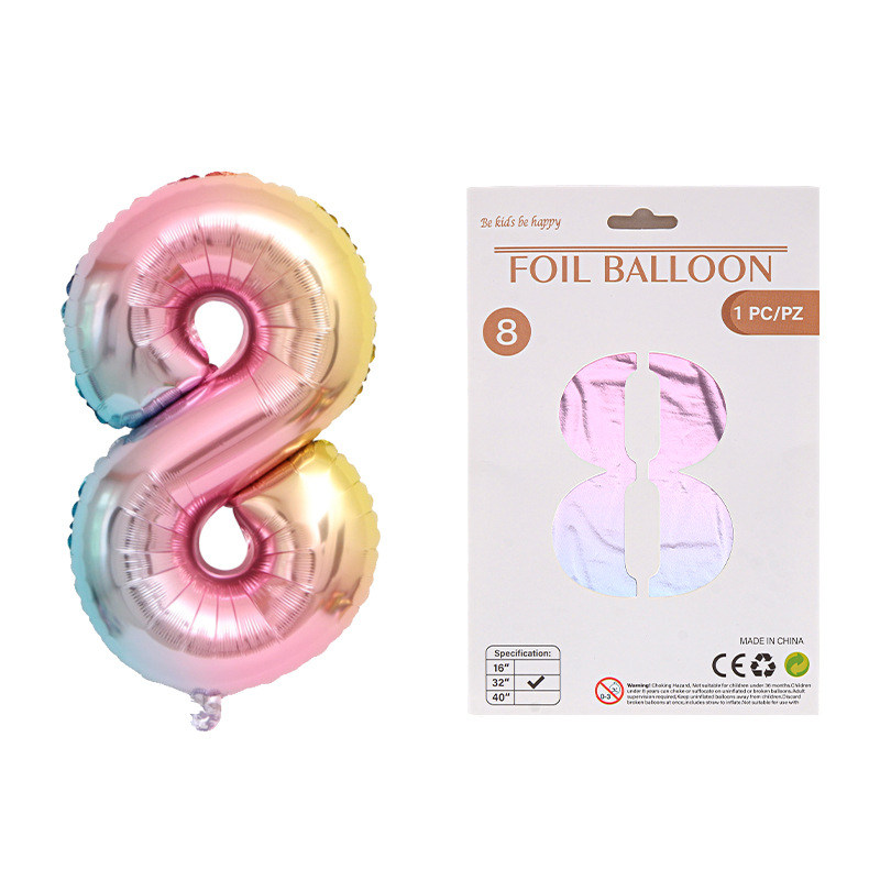 Globo de película de aluminio digital de 32 pulgadas, tarjeta de papel, tapa dura, paquete individual, cuerpo delgado, fiesta digital, globo decorativo flotante