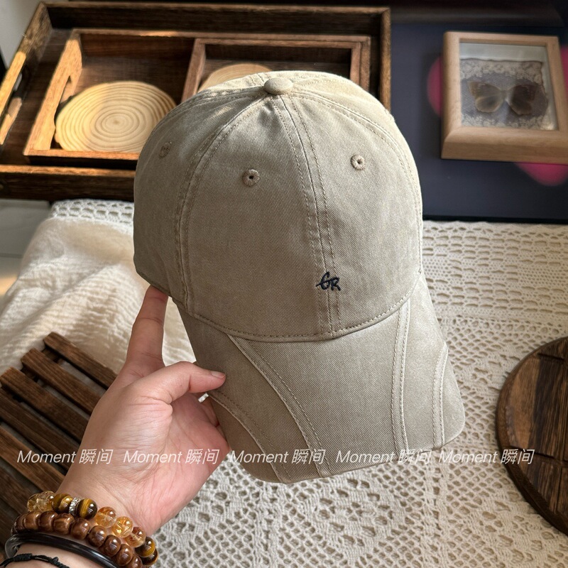 Unique and stylish GR minimalist embroidered fabric baseball cap, versatile and face-slimming, unisex black cap Unique and stylish GR minimalist embroidered fabric baseball cap, versatile and face-slimming, unisex black cap