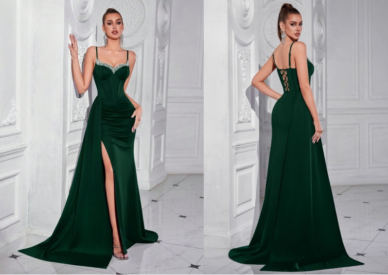 Comercio exterior Amazon vestido de estilo de mujer de alta gama estilo estilo caliente industria pesada con cuentas y diamantes elegante vestido de noche de nicho image 10