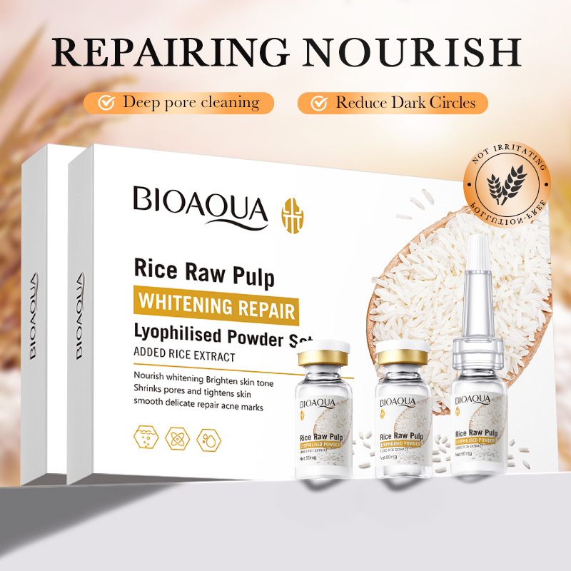 Full English Packaging Rice Freeze-Dried Powder Set Bioaoua Repair Essence Freeze-Dried Powder Cross-Border Foreign Trade Wholesale
