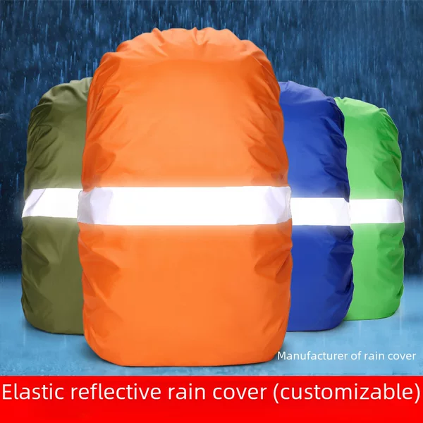 Factory wholesale 190T silver coated dustproof Waterproof UV night reflective elastic mountaineering backpack rain cover